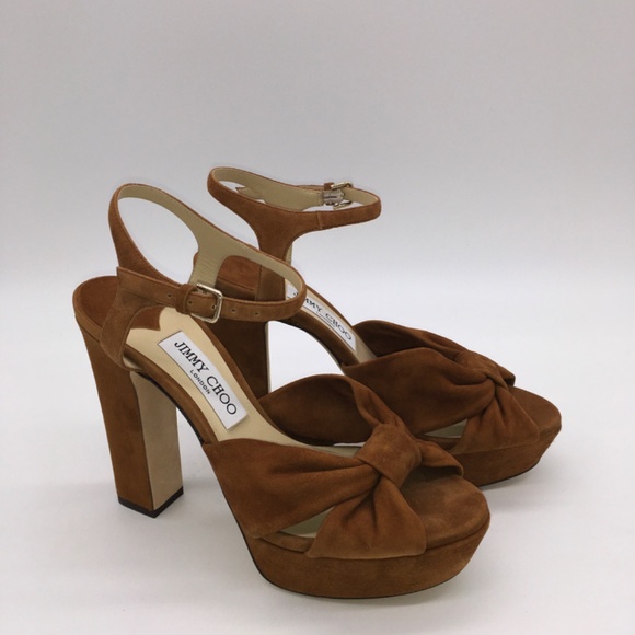 Jimmy Choo Shoes - Jimmy Choo Heloise Knotted Suede Platform Sandals